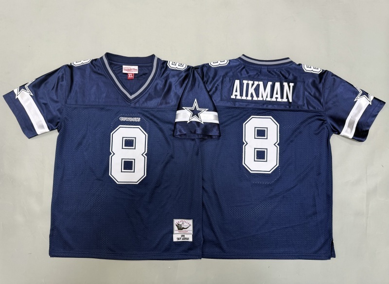 Youth Dallas Cowboys #8 Aikman Blue Throwback Limited Nike NFL Jersey 01
